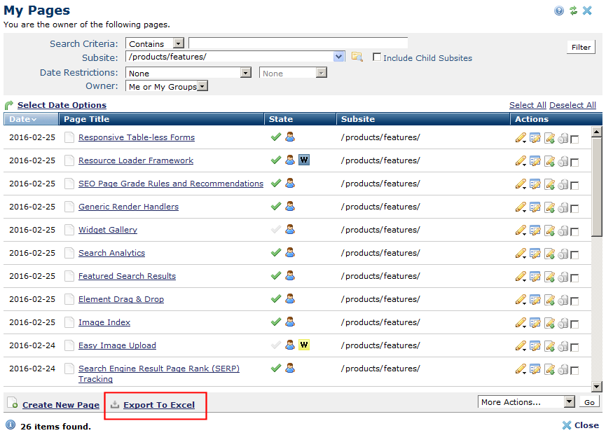 Export to Excel