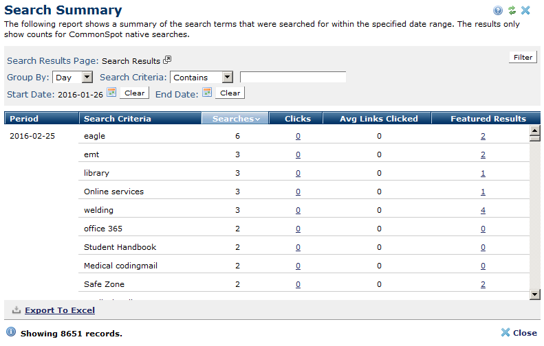 Search Summary Analytics