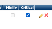 Critical checkbox::Checking Critical marks the resource for pre-connection