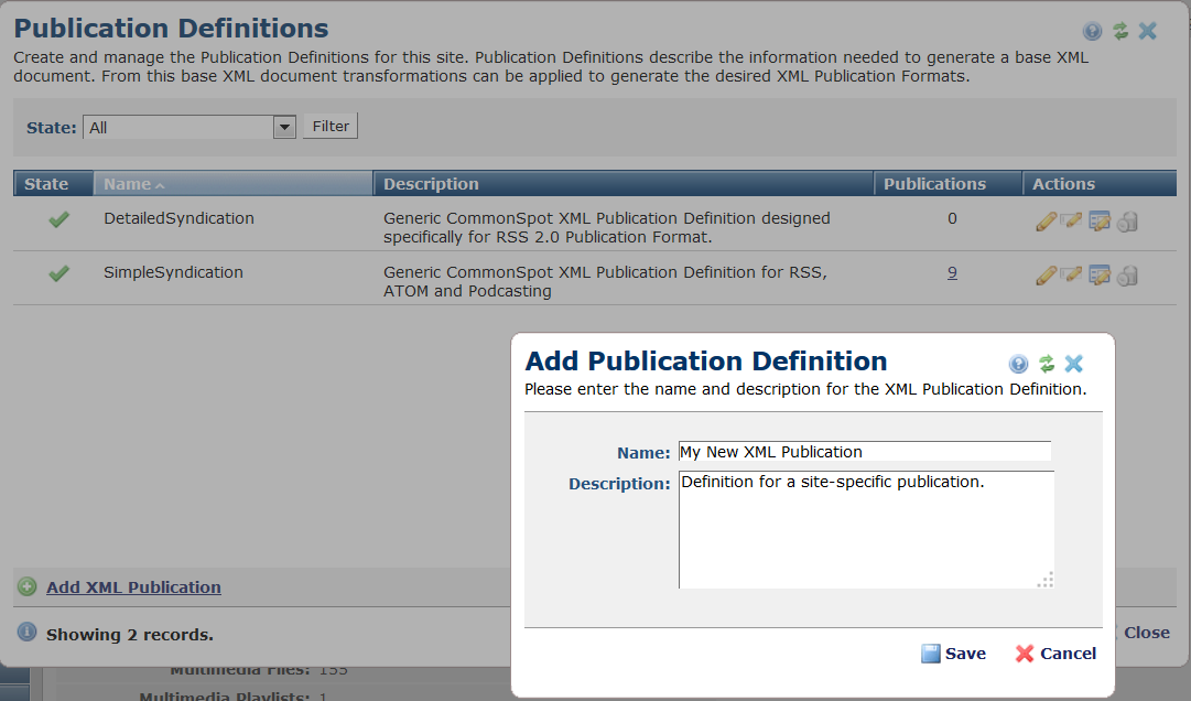 Add Publication Definitions